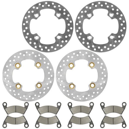 4 Pieces Front Rear Brake Disc Rotor With Pads 5254999 5251565 5254272 1910514 1910672 2202413 2203747 for Polaris RZR XP 900 2011-2013 - KUDUPARTS