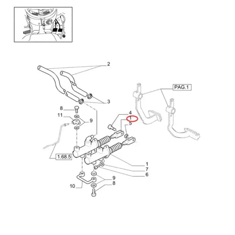 Maître-cylindre de frein 87343615 pour tracteurs CASE IH JX70U, JX80U, JX90U, JX100U, MXM120, MXM130, MXM140 et MXM155