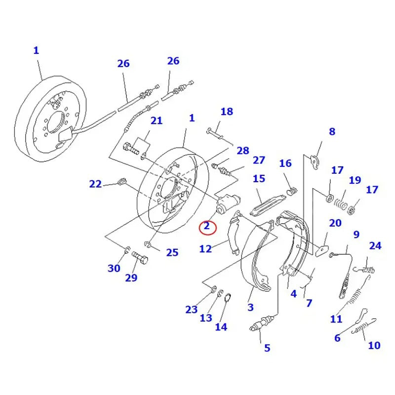 Cylindre de roue 3BB-30-31121 pour chariot élévateur Komatsu FB25EX-11 FB20HB FB25EXF-8 FB25EXGF-10 FB25EXGF-8 FB25HB-11