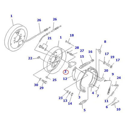 Cylindre de roue 3BB-30-31121 pour chariot élévateur Komatsu FB25EX-11 FB20HB FB25EXF-8 FB25EXGF-10 FB25EXGF-8 FB25HB-11