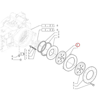 Disque de frein 47126358 pour tracteurs CASE MXM175, MXM190, PUMA 165, PUMA 180, PUMA 195, PUMA 210 et PUMA 225