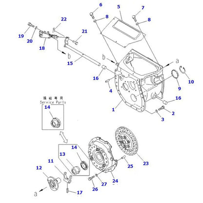 Cylindre récepteur 3EB-10-31170 pour chariots élévateurs Komatsu FD18-16 FD30H-12 FD30J-12 FG15H-16 FG30H-12