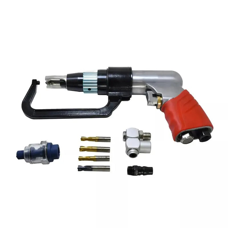 Pneumatic Spot Weld Cutter Kit with 6.5mm 8mm 5/16" 1/4" Drill Bits for Automotive Sheet Metal and Steel Panel Removal