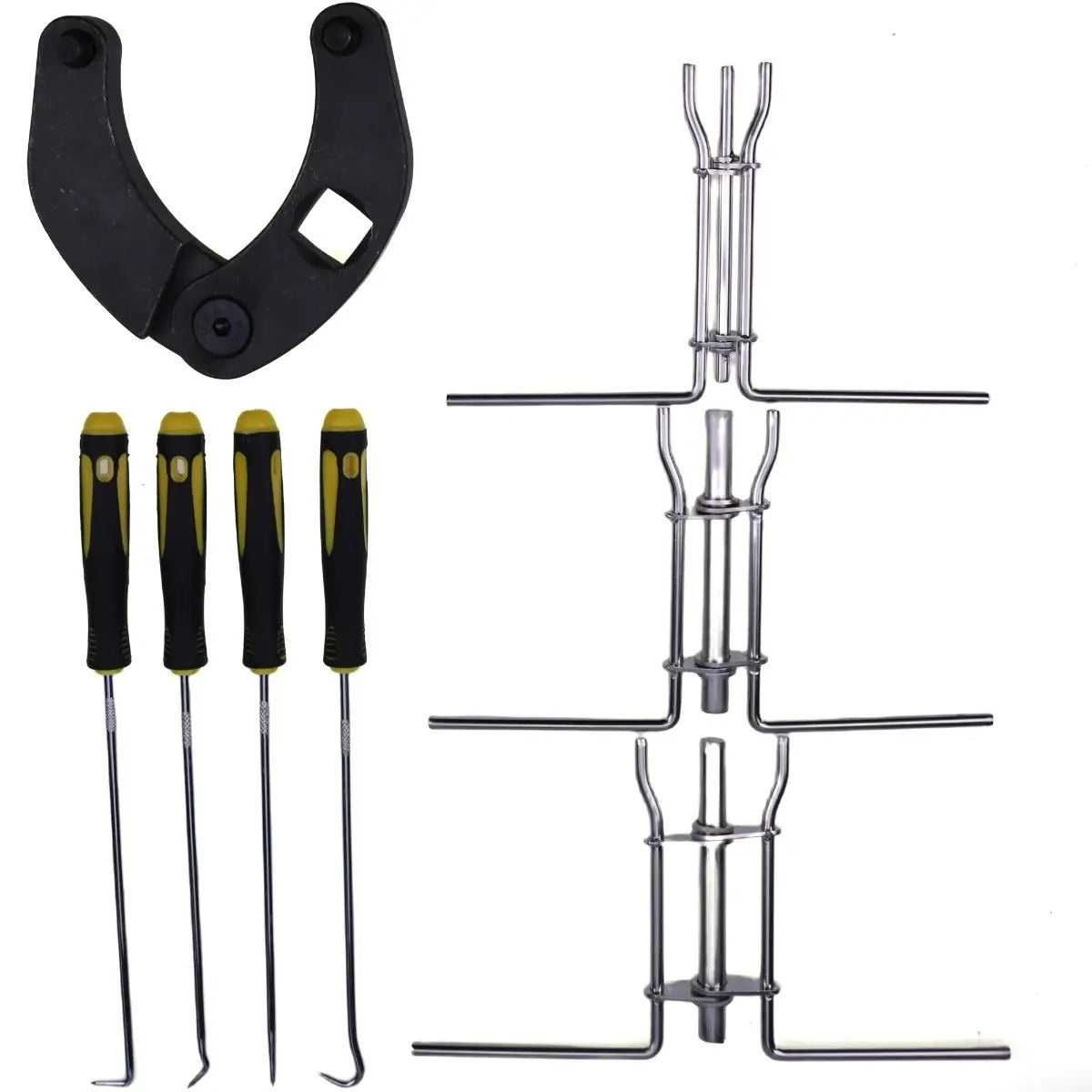 Adjustable Gland Nut Wrench 1266 & Hydraulic Cylinder Piston Rod Seal U-cup Installation Tool Kit Set J05321 for Most Farm and Construction Equipment - KUDUPARTS