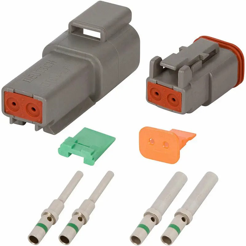 Kit de connecteurs gris Deutsch DT à 2 broches avec contacts solides 14 AWG
