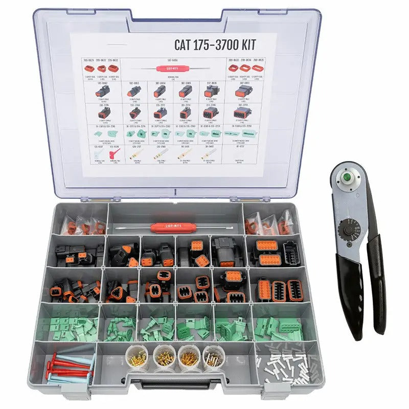 Electrical Connector Kit 175-3700 With 1U-5804 Crimp Tool for Caterpillar CAT Engine 3508B 22-12 AWG - KUDUPARTS