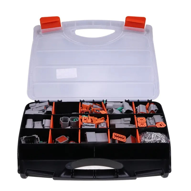 Kit de 750 connecteurs Deutsch DT (DT04/06-2P/2S/3P/3S/4P/4S/6P/6S/08PA/08SA/12PA/12PS) pour câbles de calibre 14, 16, 18 et 20 AWG (contacts estampés).