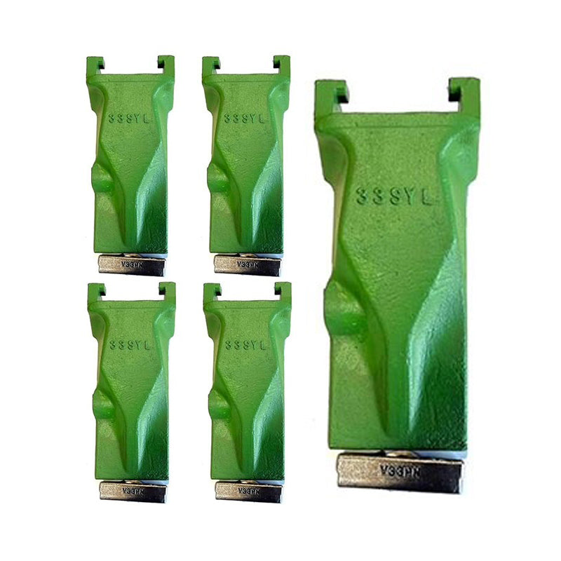 5 Pack Bucket Teeth V33SYL & Roll Pin V33PN for Excavator - KUDUPARTS