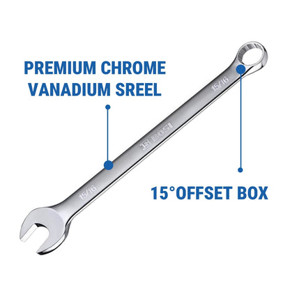 Jeu de 14 clés mixtes SAE (3/8" à 1-1/4") avec pochette de rangement enroulable