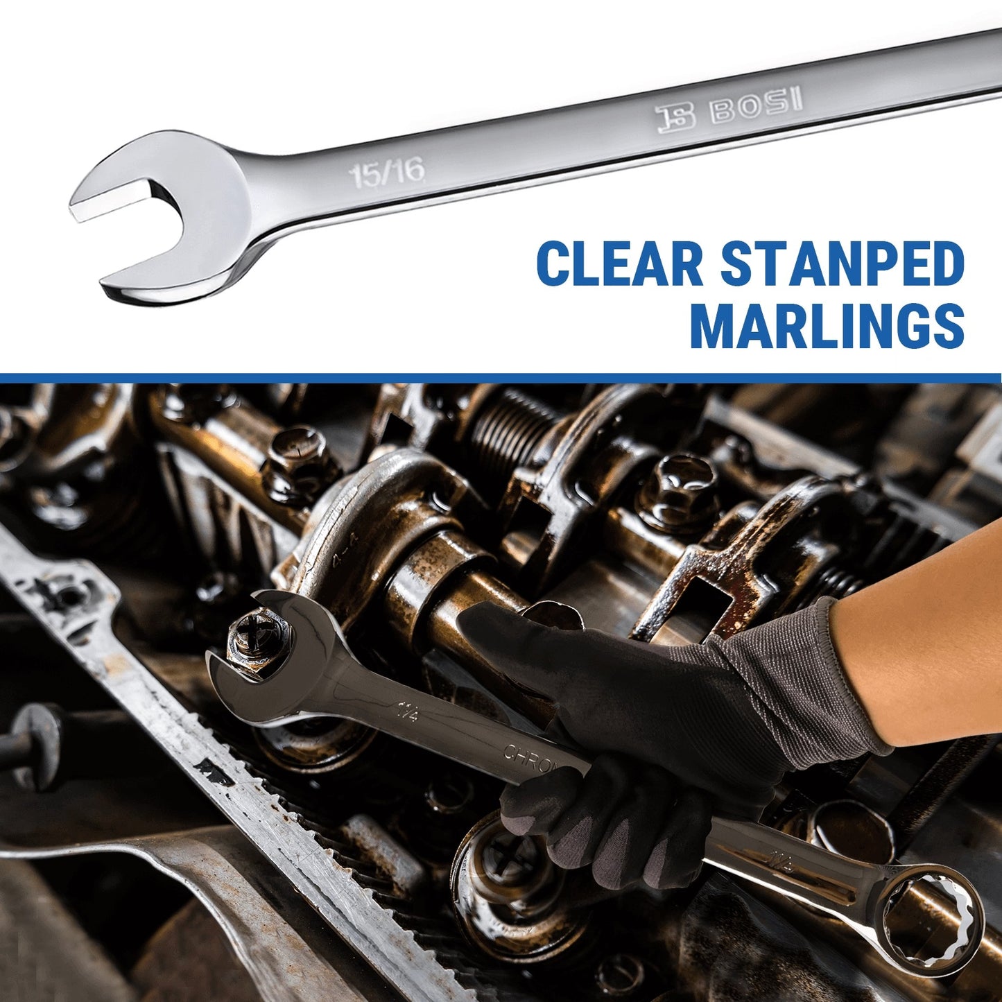 Jeu de 14 clés mixtes SAE (3/8" à 1-1/4") avec pochette de rangement enroulable