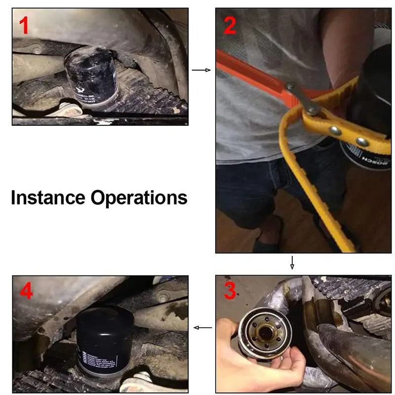 6.3" (160mm) Capacity Multi-Purpose Belt Strap Wrench 23" (585mm) Length Adjustable Strap and 12" (300mm) Steel Handle