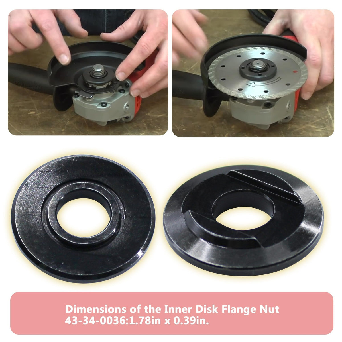 2 Pieces Inner Disk Flange 43-34-0036 for Milwaukee Angle Grinder - KUDUPARTS