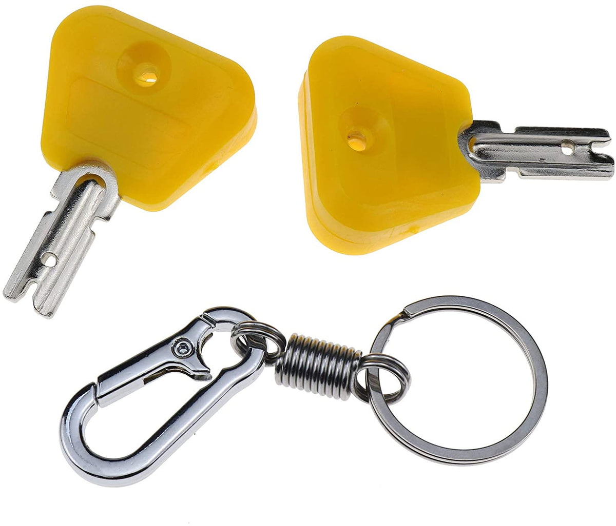 2X Ignition Keys with Key Chain Fit for Yale Clark Hyster Forklift Ignition Switch 2368655 2782017 7004147 - KUDUPARTS