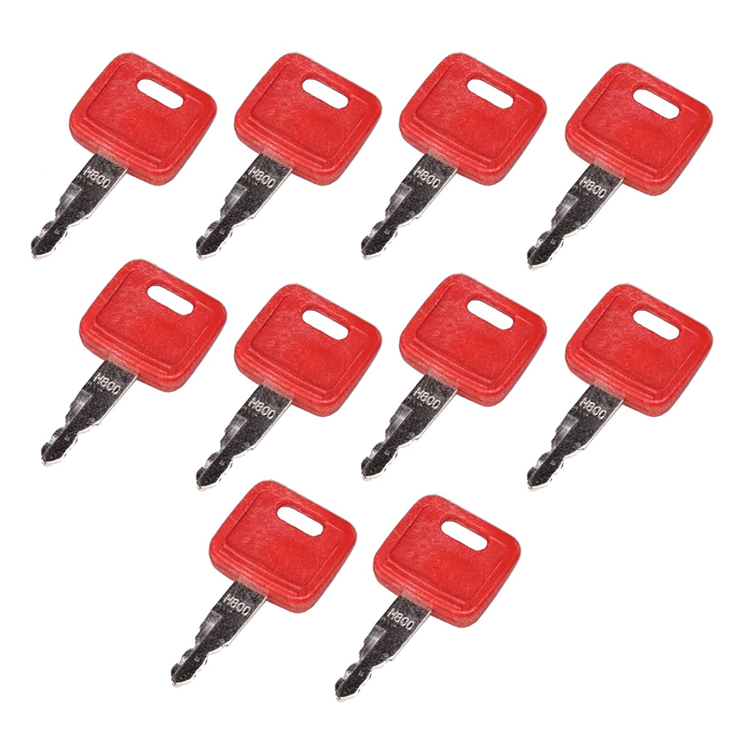 10PCS Ignition Keys H800 for Hitachi John Deere Excavator Case Dozer Fiat New Holland - KUDUPARTS