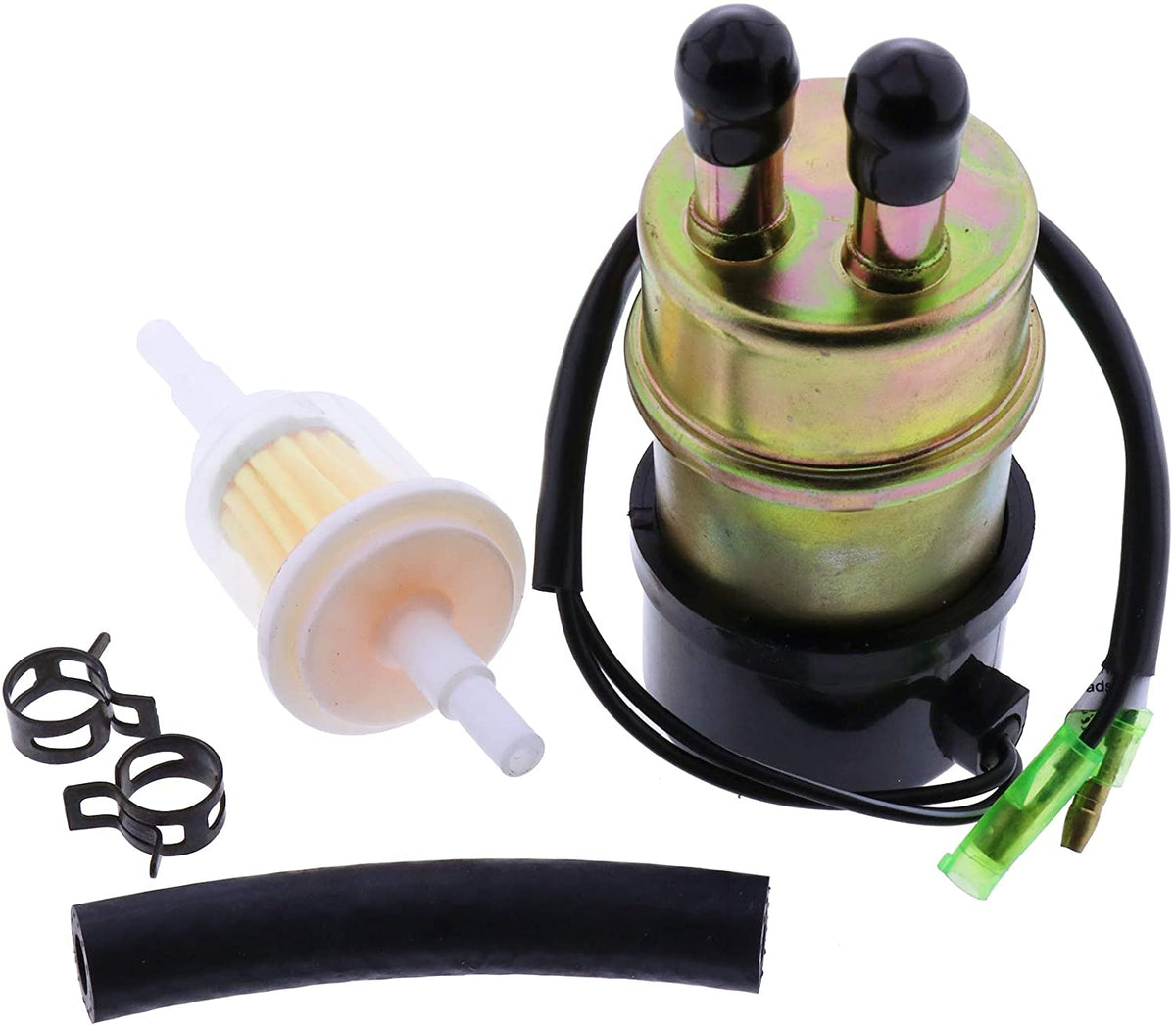 12V Electric Fuel Pump 49040-1055 KAF620 Fit for Kawasaki Mule 3000 3010 3020 2520 2500 2510 1000(8mm In/Outlet) - KUDUPARTS