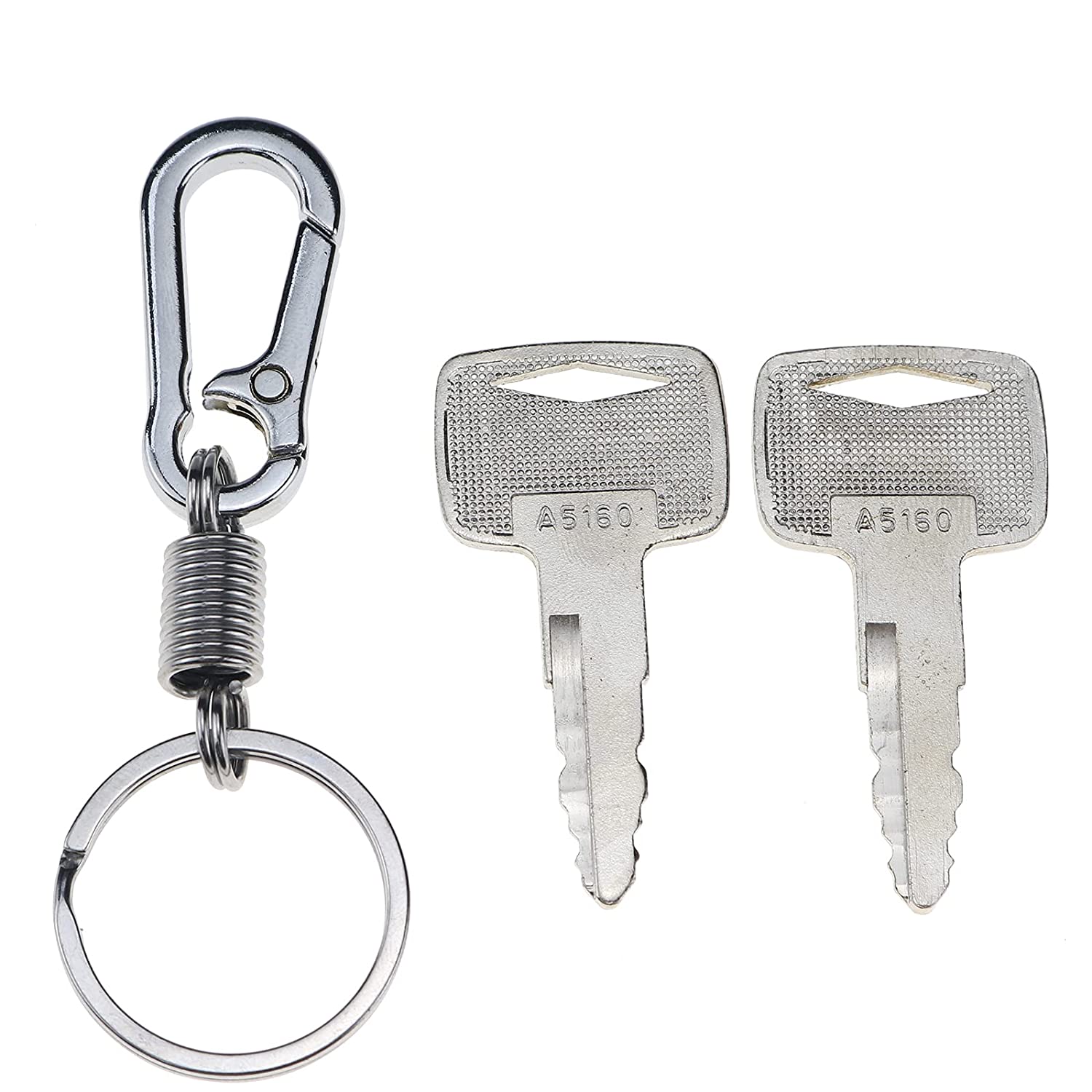 2X Ignition Keys #A5160 91A07-01910 with Key Chain Compatible with Mitsubishi Caterpillar CAT Forklift Series - KUDUPARTS