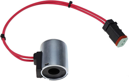 Solenoid Valve Coil 130-0013 6031971 C01-12-DTM-10 compatible with Caterpillar Backhoe Loader 416C 416D 420D 424D 426C 428C 428D 430D 432D 436C 438C 438D 442D 446B 446D - KUDUPARTS