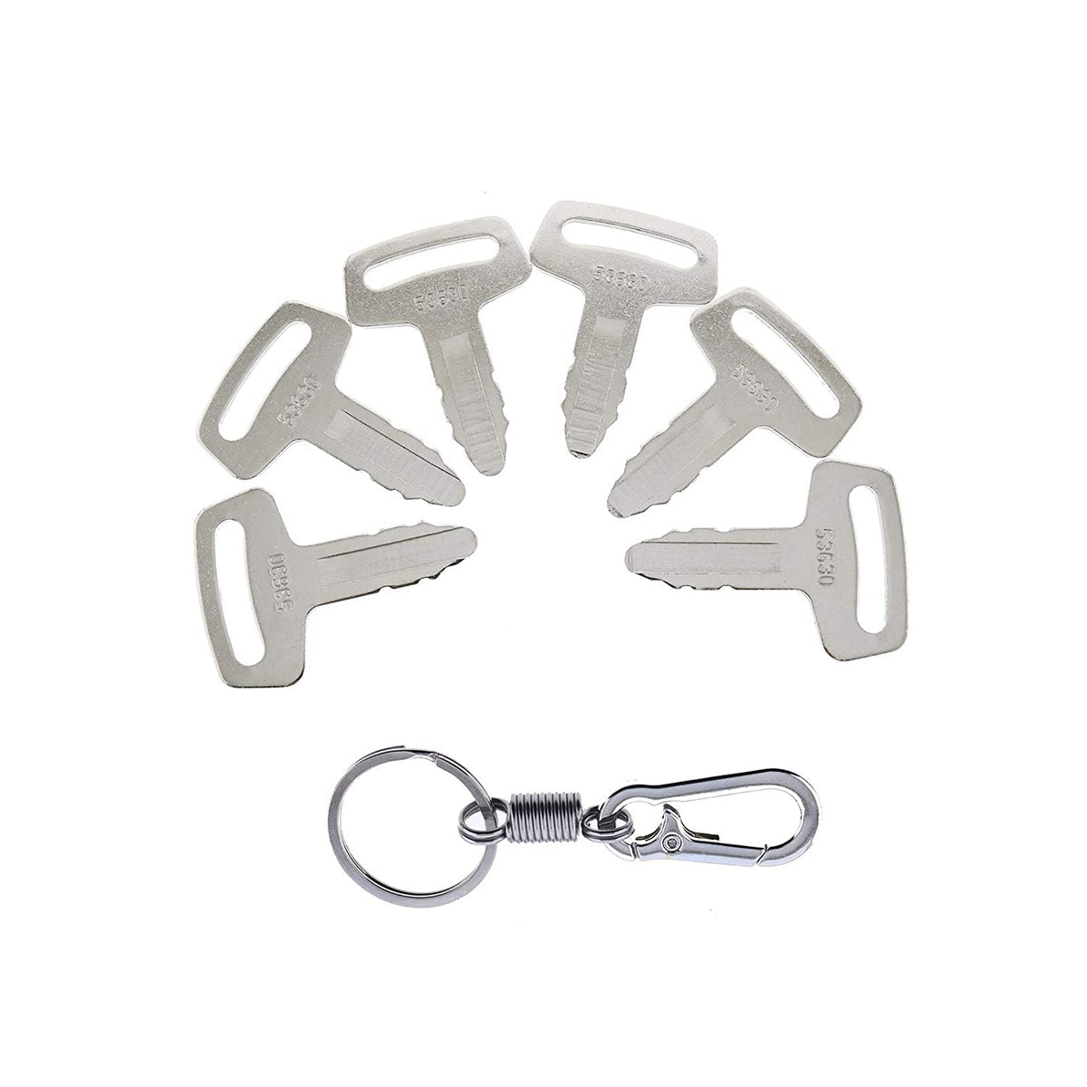 6X Ignition Keys with Key Chain RC101-53630 for Kubota K008 K008-3 KX91-2 KX101 KX121-2 KX151 KX161-2 KX41H R310 R400B R410 R420 R510 R520 KH101 KH151 KH170 KH35H KH41 KH51 - KUDUPARTS