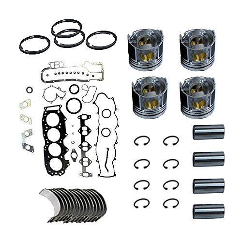 Gasket Set+Piston+Ring+Bearings+Washer for Komatsu 4D94LE FD20-30 Forklift D20 - KUDUPARTS