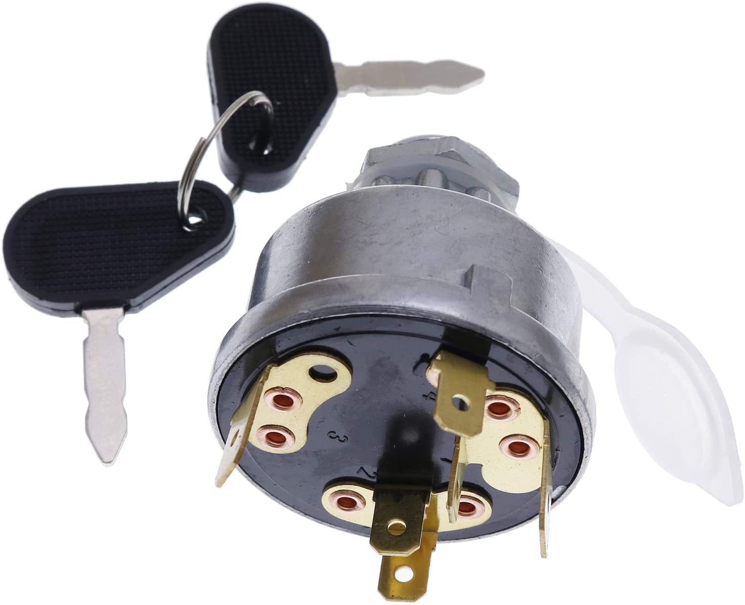 Ignition Starter Switch 128SA 35670 with Water-Proof Cover and Keys Fit for Massey Ferguson 30 275 JCB 35670 Lucas Tractor - KUDUPARTS