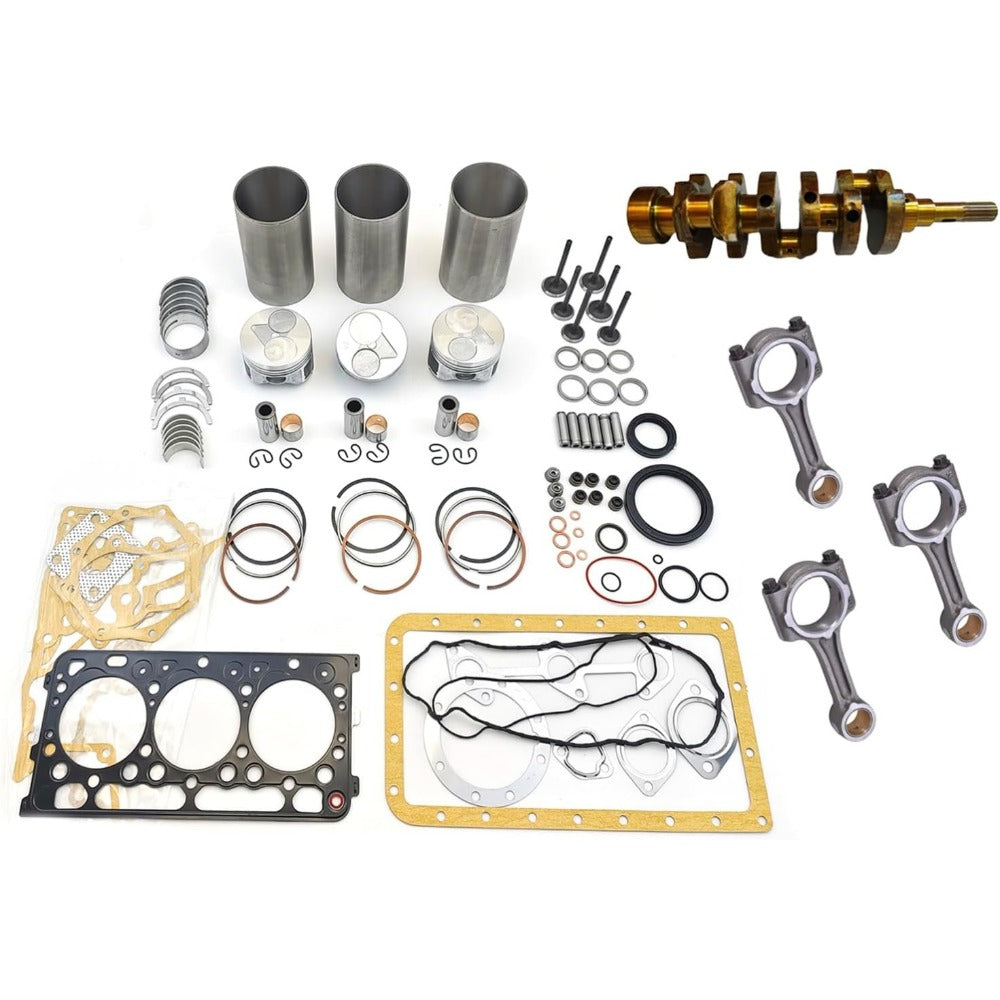 D902 Overhaul Rebuild Kit + 3PCS Connecting Rod + Crankshaft Compatible with Kubota D902 Engine - KUDUPARTS