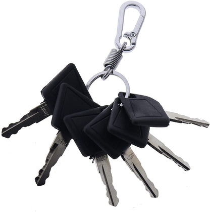 6X Ignition Keys #14607 with Key Chain 701/45501 333/Y1374 331/26790 for JCB 3CX Bomag Dynapac Terex Vibromax NH Ford Moxy Wacker Neuson Hamm Volvo Mini Excavator Bomag Cat New Holland - KUDUPARTS