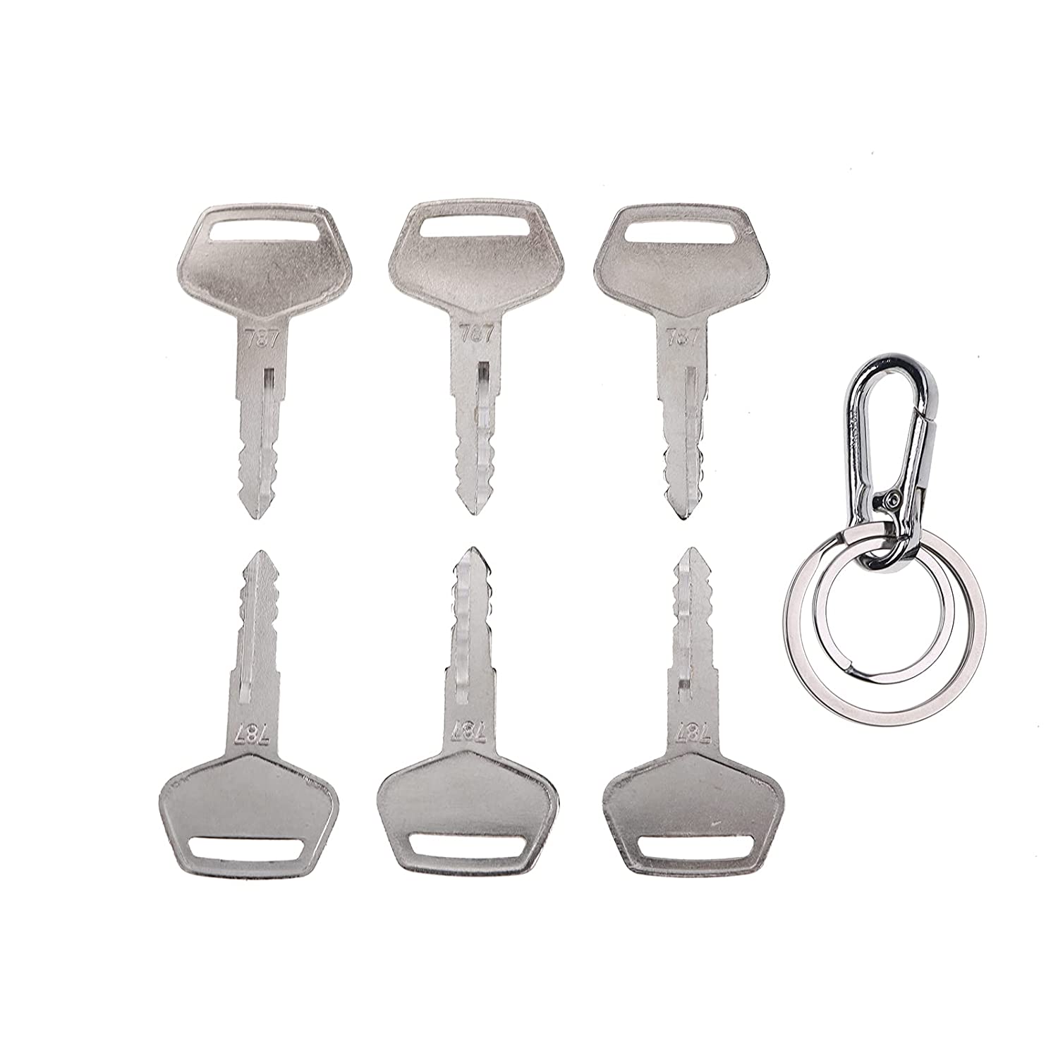 6X Ignition Keys #787 with Key Chain TR261434 Compatible with Komatsu Excavator Dozer Loader Kalmar Dressta Sakai Models 2019 - KUDUPARTS