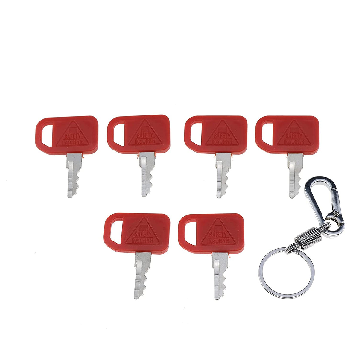 6X Ignition Keys with Key Chain #T209428 KV13427 Compatible with John Deere Skid Steer Heavy Equipment 240 250 260 270 325 328 332 318G 324E 332G and Columbia Pack Cart - KUDUPARTS